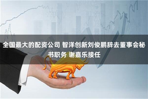 全国最大的配资公司 智洋创新刘俊鹏辞去董事会秘书职务 谢嘉乐接任
