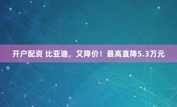 开户配资 比亚迪，又降价！最高直降5.3万元